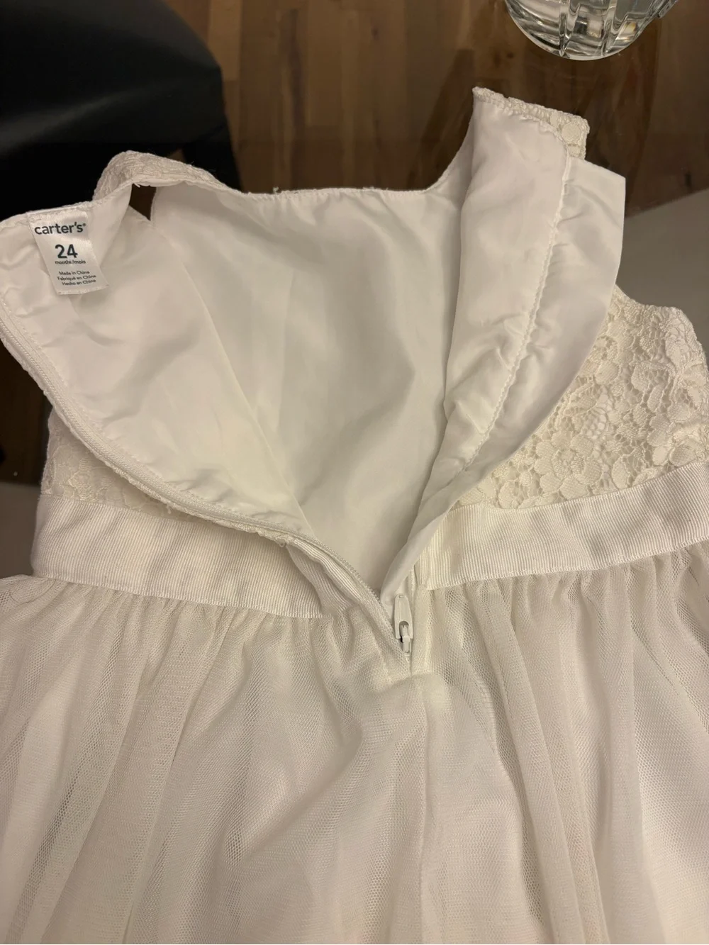Carter's White Lace Tulle Bow Dress 24 months